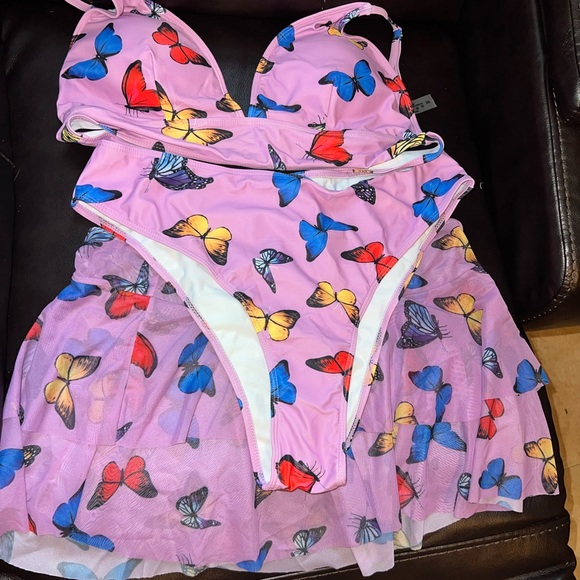 Butterfly Bikini Swimsuit With Beach Skirt - Picture 2 of 5